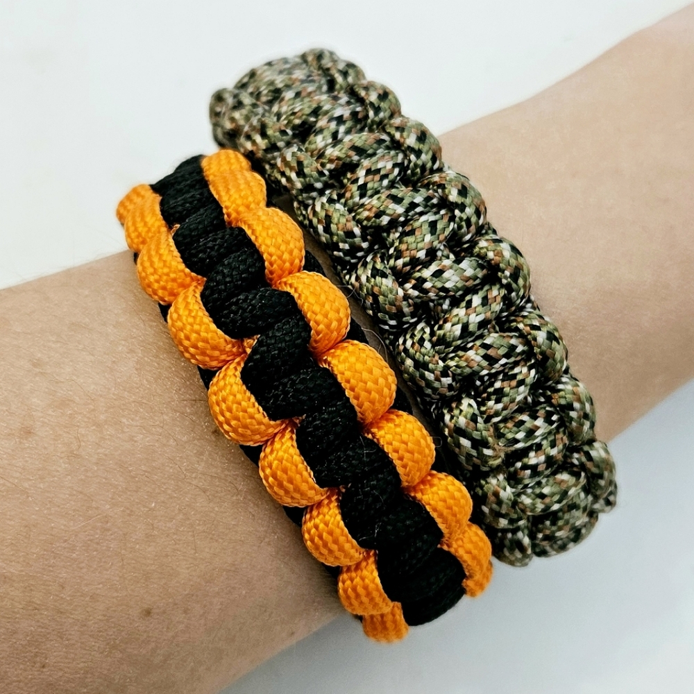 Everbilt Paracord Survival Bracelet Set of 2 Hiking Outdoor Gear Orange Camo